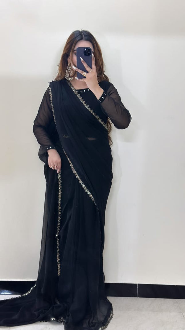 Noor-e-Haya stitched chifoon saree