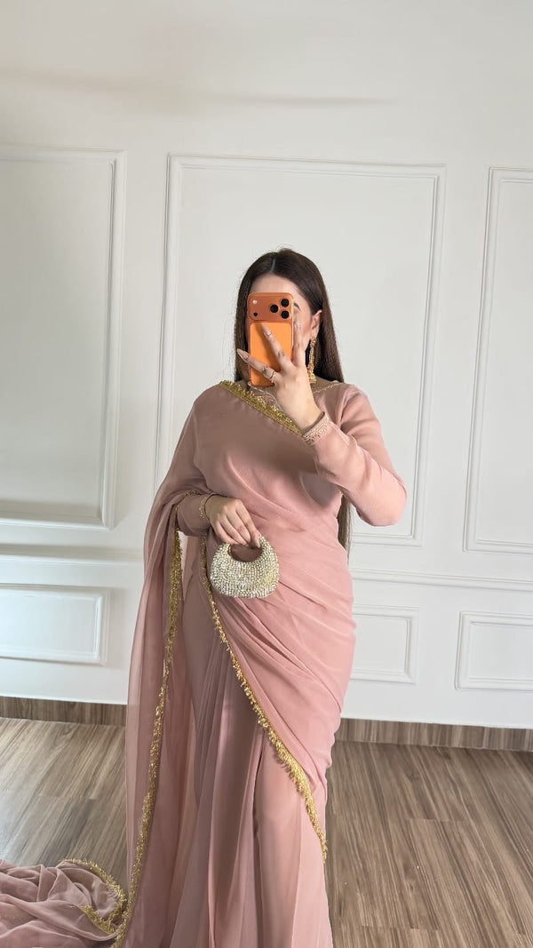 Noor-e-Haya stitched chifoon saree