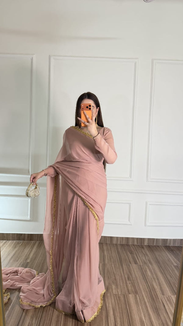 Noor-e-Haya stitched chifoon saree