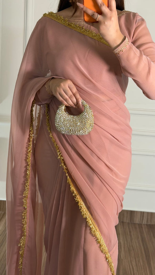 Noor-e-Haya stitched chifoon saree